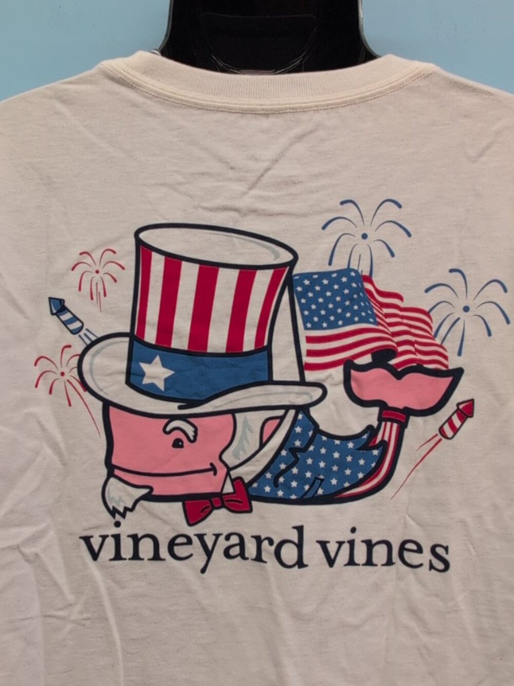 Vineyard Vines Uncle Sam Whale Pocket Tee White Cap Large NWT - Picture 6 of 10